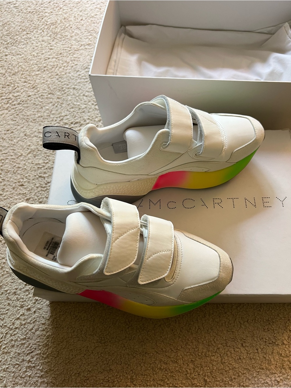 Stella McCartney Kids White Sneakers with Neon Gradient Sole